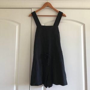 Madewell black button draw-string romper